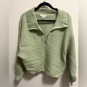 Mabel Green Collared Crop Sweater - size M/L
